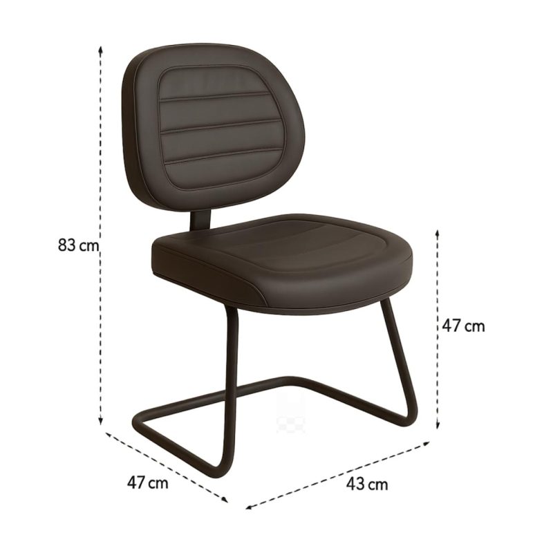 Cadeira Executiva Costurada Base em “S” PRETA – Corino Preto – 31014 Móveis Única Cadeiras Fixas 7