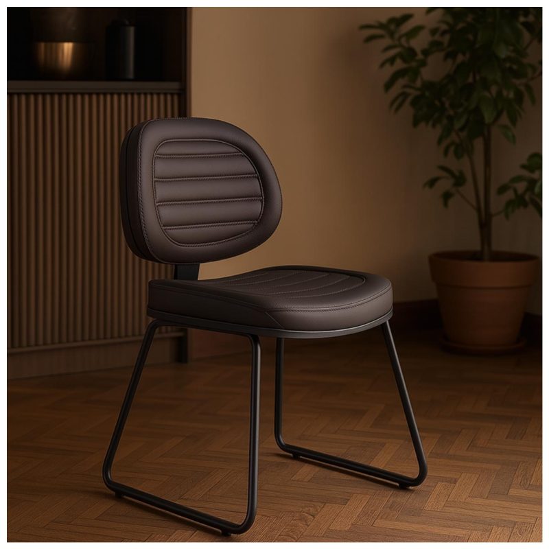 Cadeira Executiva Costurada Base Trapézio – Corino Preto – 31031 Móveis Única Cadeiras Fixas 8