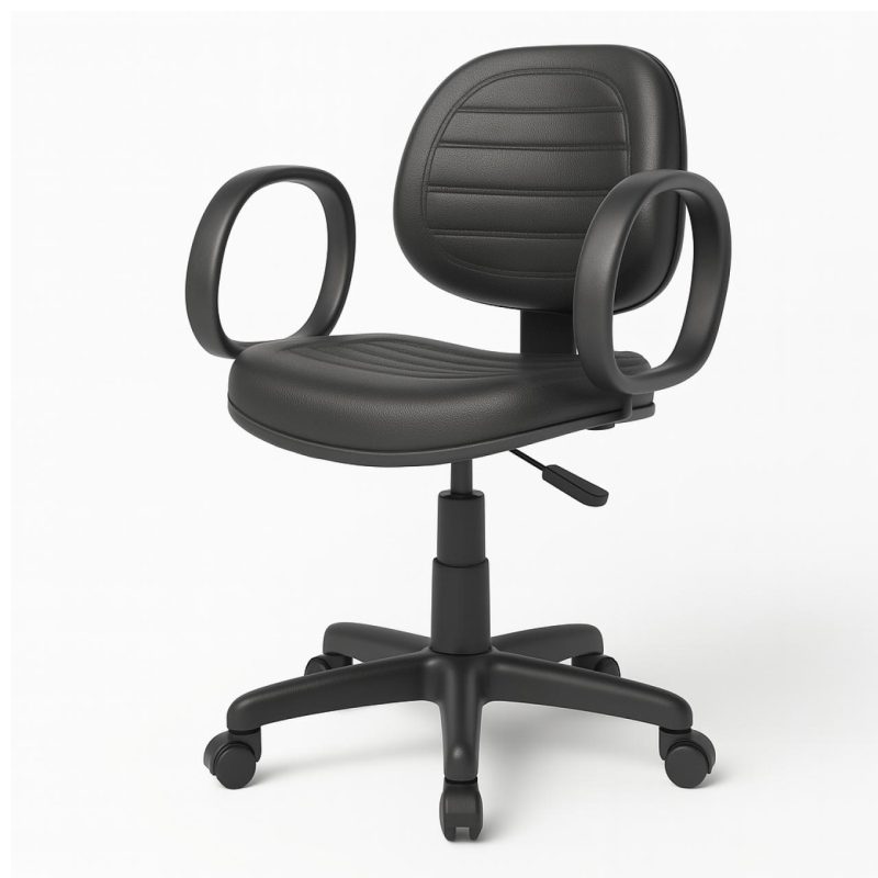 Cadeira Executiva COSTURADA Giratória com Braço Corsa – Corino Preto – 31004 Móveis Única Executiva 5