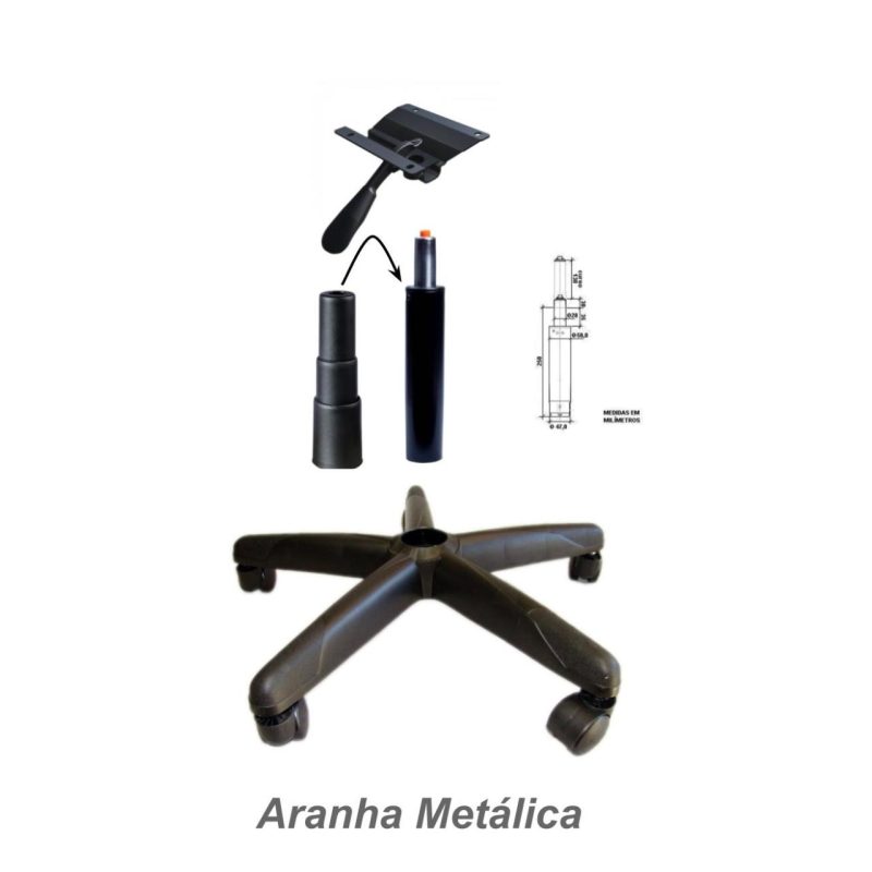 Cadeira Executiva COSTURADA Giratória com Braço Corsa – Corino Preto – 31004 Móveis Única Executiva 7