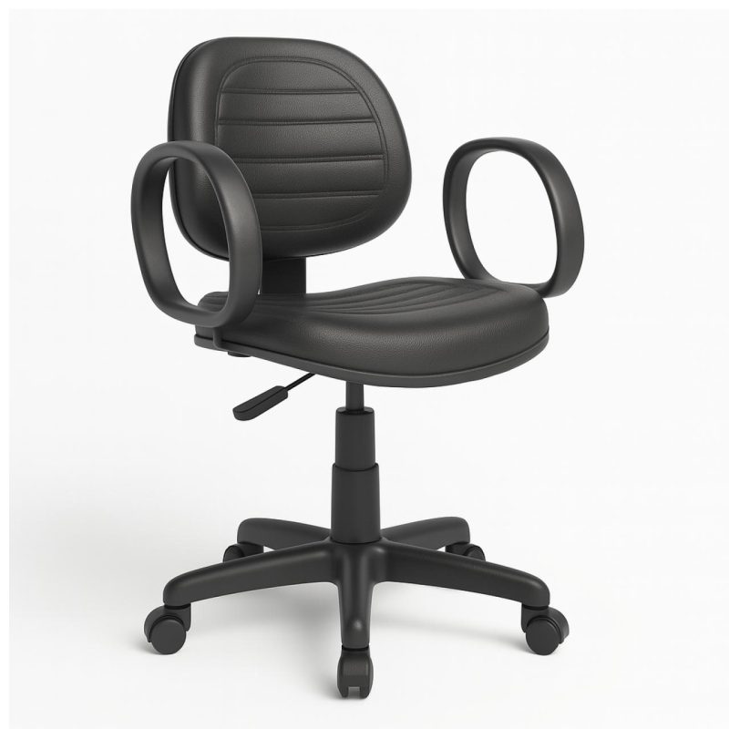 Cadeira Executiva COSTURADA Giratória com Braço Corsa – Corino Preto – 31004 Móveis Única Executiva 2