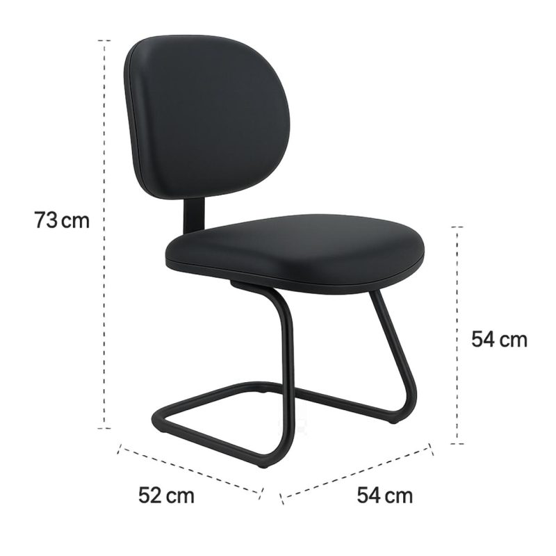 Cadeira Executiva LISA Base em “S” – Corino Preto – 31013 Móveis Única Cadeiras Fixas 5