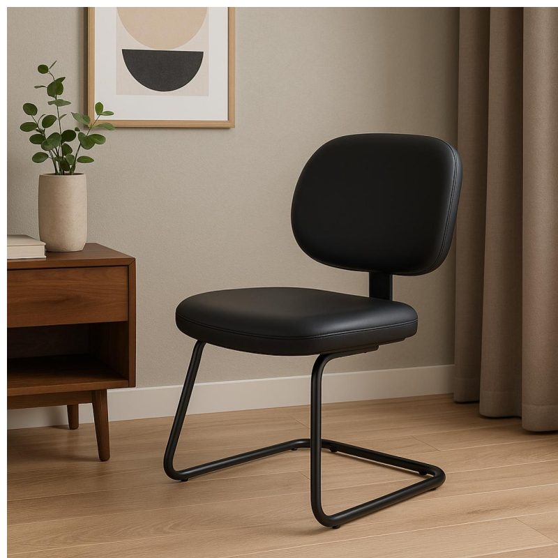 Cadeira Executiva LISA Base em “S” – Corino Preto – 31013 Móveis Única Cadeiras Fixas 9