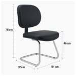 Cadeira Executiva LISA Base em “S” CROMADA – Corino Preto – 31015 Móveis Única Cadeiras Fixas 12