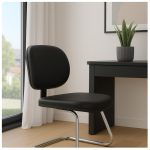 Cadeira Executiva LISA Base em “S” CROMADA – Corino Preto – 31015 Móveis Única Cadeiras Fixas 15