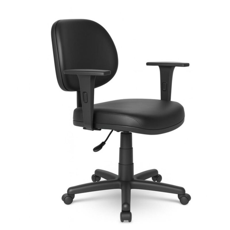 Cadeira Executiva LISA Giratória com Braços Reguláveis – Corino Preto – 31003 Móveis Única Executiva 2