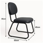 Cadeira Secretária Trapézio – Corino Preto – 31103 Móveis Única Cadeiras Fixas 11