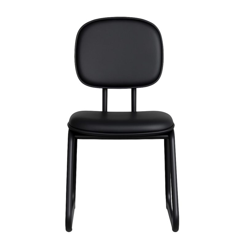 Cadeira Secretária Trapézio – Corino Preto – 31103 Móveis Única Cadeiras Fixas 8