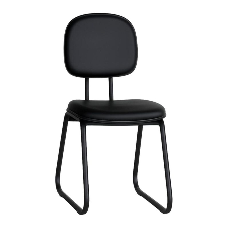 Cadeira Secretária Trapézio – Corino Preto – 31103 Móveis Única Cadeiras Fixas 2