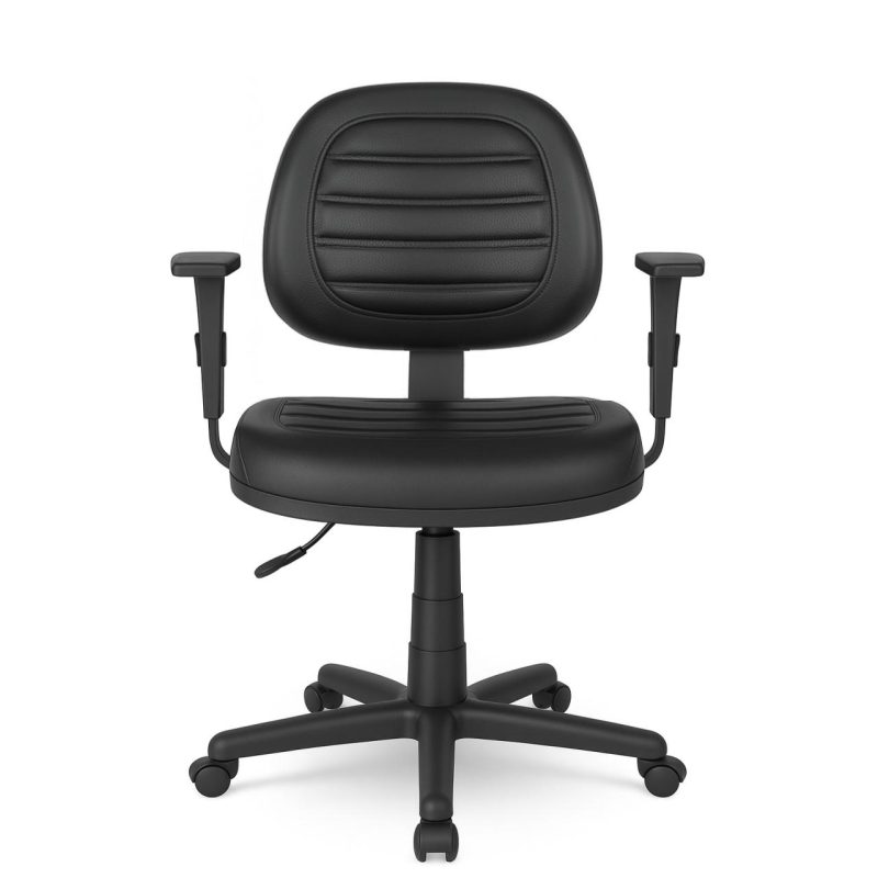 Cadeira Executiva COSTURADA Giratória com Braços Reguláveis – Corino Preto – 31005 Móveis Única Executiva 3