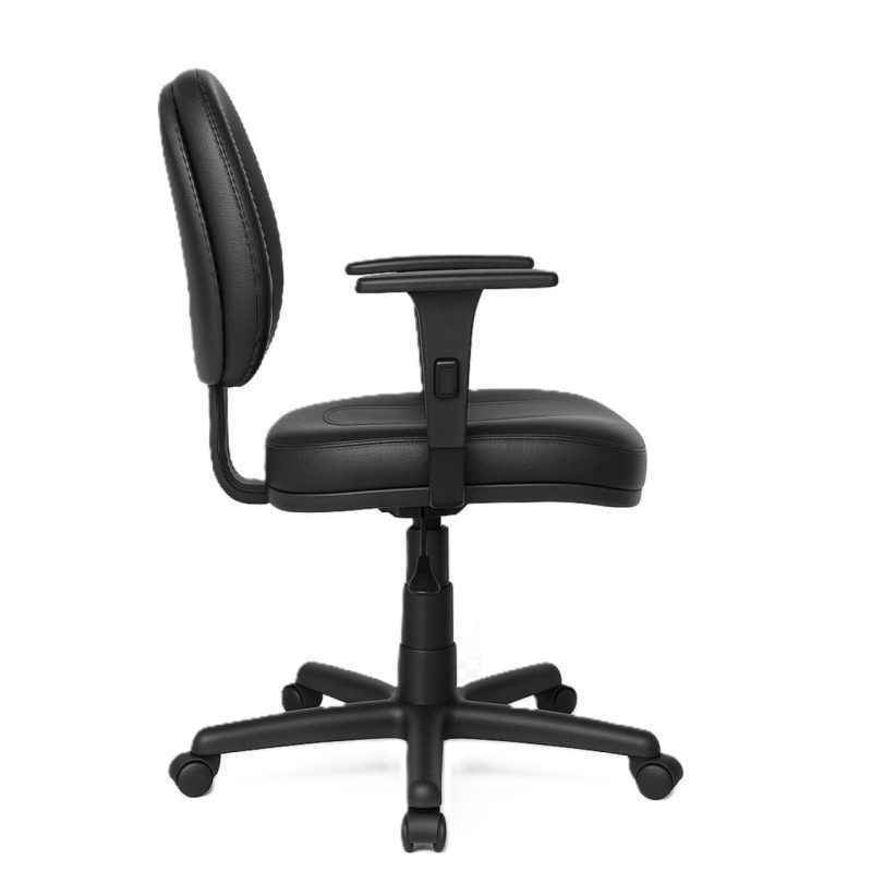 Cadeira Executiva COSTURADA Giratória com Braços Reguláveis – Corino Preto – 31005 Móveis Única Executiva 4