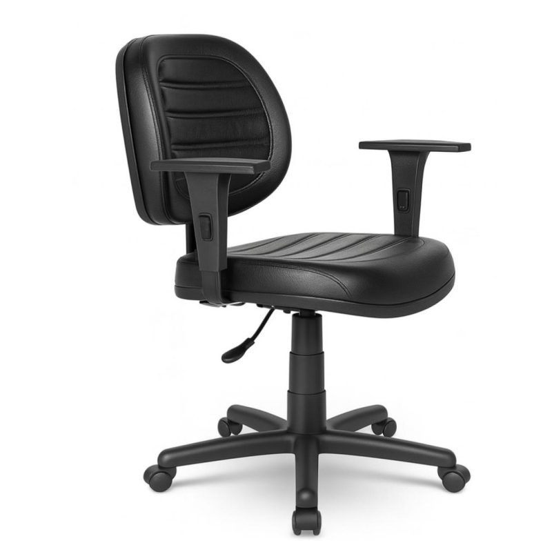 Cadeira Executiva COSTURADA Giratória com Braços Reguláveis – Corino Preto – 31005 Móveis Única Executiva 2