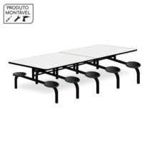 Mesa p/ Refeitório Fixo 10 Lugares MDP BRANCO DE 25 MM 50046 Móveis Única Fixo