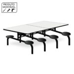 Mesa para Refeitório 8 Lugares MDP Branco de 25 mm FIXO – 50045 Móveis Única Fixo 7