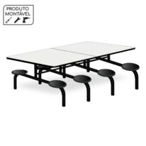 Mesa para Refeitório 8 Lugares MDP Branco de 25 mm FIXO – 50045 Móveis Única Fixo