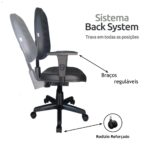 Cadeira Diretorzinha Back System Costurado C/ Braços Reguláveis – Cor Preto 32996 Móveis Única Diretorzinha 9