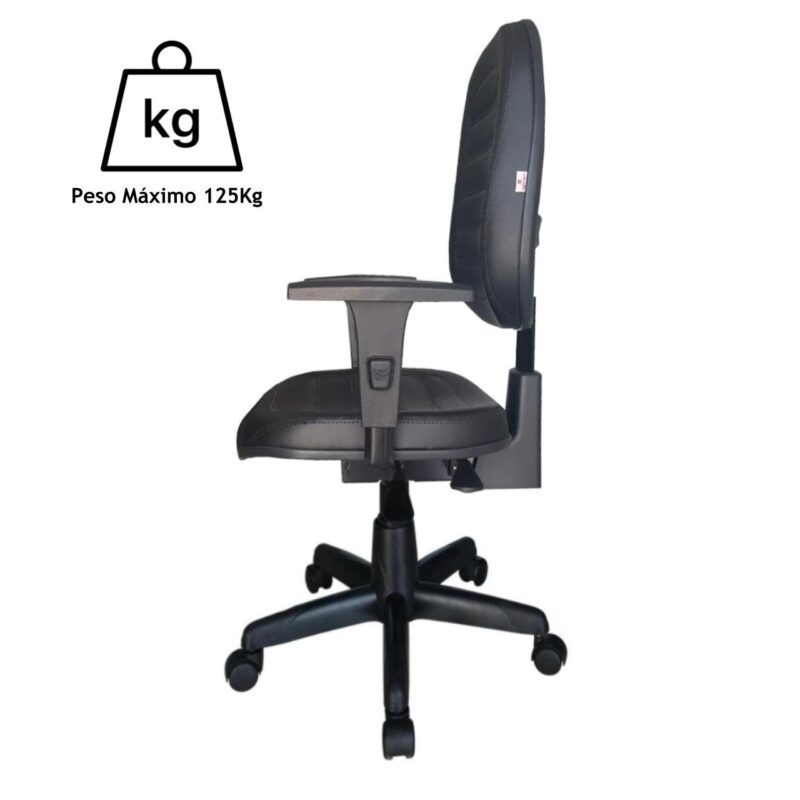 Cadeira Diretorzinha Back System Costurado C/ Braços Reguláveis – Cor Preto 32996 Móveis Única Diretorzinha 5