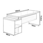 Mesa PEDESTAL RETA C/ VIDRO (03 Gav.) – 1,92X0,70m NOGAL SEVILHA/PRETO – 21399 Móveis Única Linha 40 mm 8