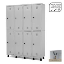 Armário Roupeiro de Aço c/ 08 PORTAS GRANDES – 1,93×1,38×0,40m – CZ/CZ – 10004 Móveis Única Roupeiro de Aço