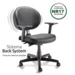 Cadeira Executiva PLUS LISA BACK SYSTEM c/ Braços Reguláveis – COR PRETO 32968 Móveis Única Executiva 9