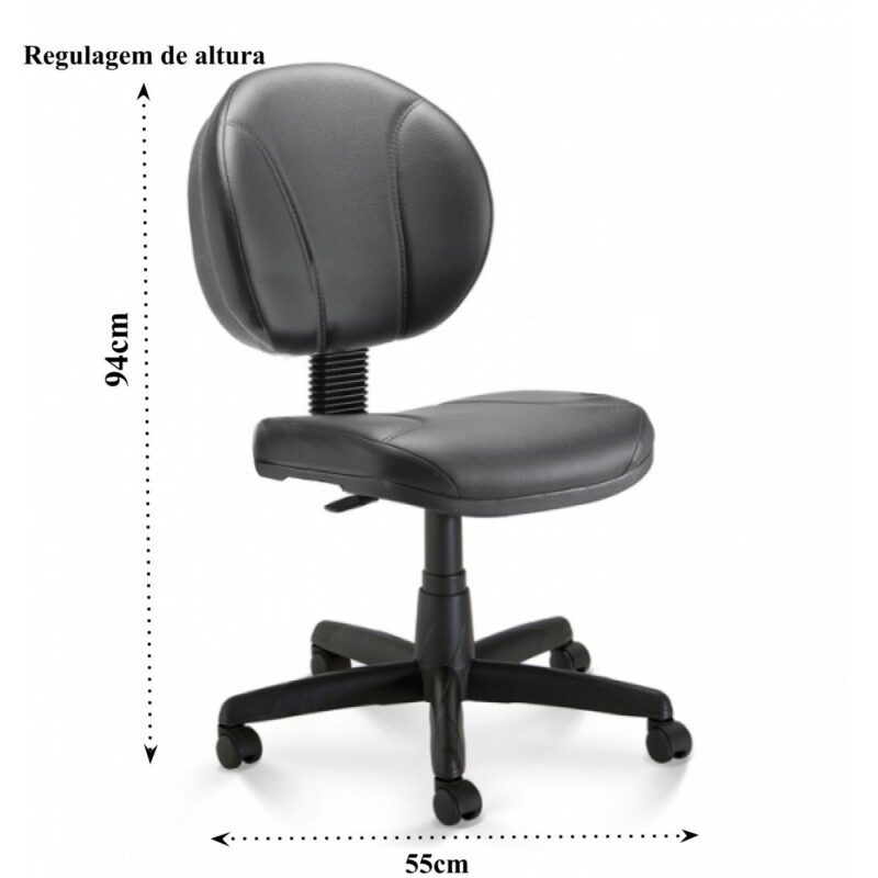 Cadeira Executiva PLUS COSTURADA s/ Braços – CORINO – COR PRETO 32979 Móveis Única Executiva 4