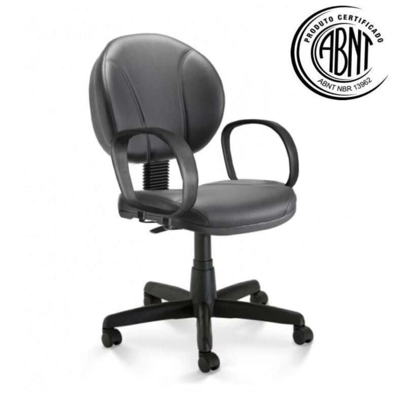 Cadeira Executiva PLUS COSTURADA c/ Braço Corsa – CORINO – COR PRETO – 32978 Móveis Única Executiva 3