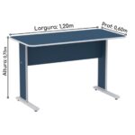 Mesa Escritório 1,20×0,60m s/ Gavetas – Cor Azul 44084 Móveis Única Linha 15 mm 7