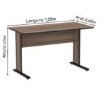 Mesa Escritório 1,20×0,60m s/ gavetas – Cor Walnut 44095 Móveis Única Linha 15 mm 7