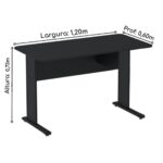 Mesa Escritório 1,20×0,60m s/ Gavetas – Cor Preto 44089 Móveis Única Linha 15 mm 7