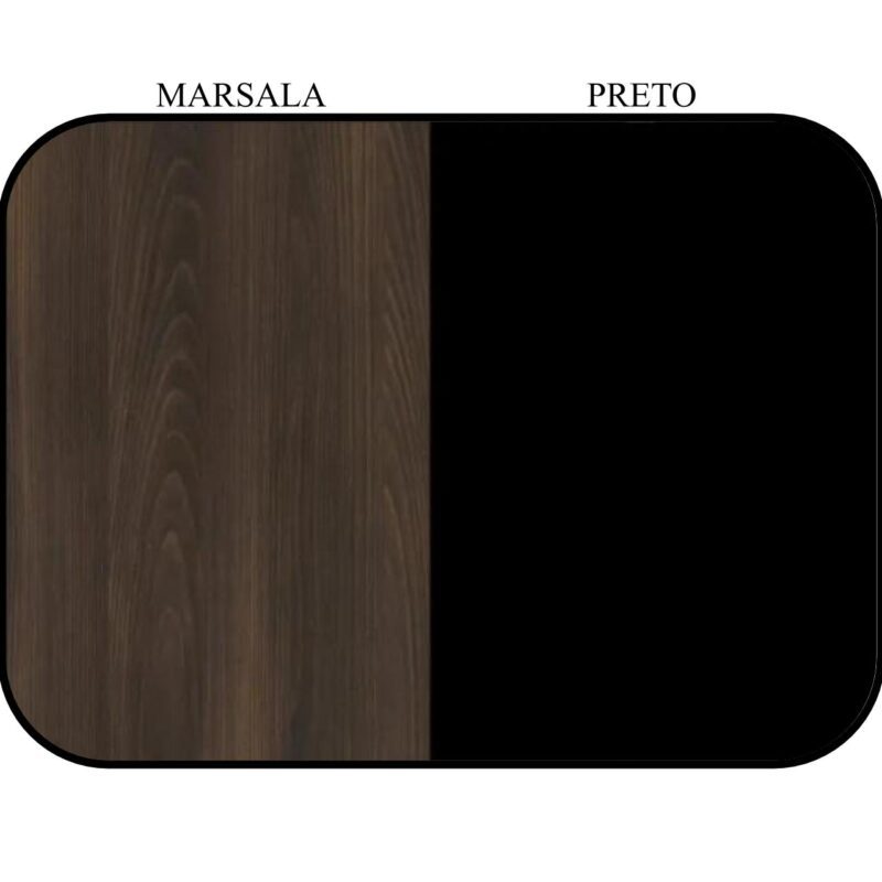 Mesa de Reunião Redonda c/ Caixa de Tomadas -1,10×1,10×0,74m – MARSALA/PRETO – 21440 Móveis Única Linha 30 mm 5