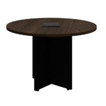 Mesa de Reunião Redonda c/ Caixa de Tomadas -1,10×1,10×0,74m – MARSALA/PRETO – 21440 Móveis Única Linha 30 mm