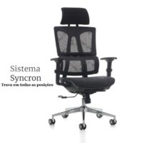 Cadeira Presidente Tela MK – 4011 – COR PRETO 30038 Móveis Única Cadeira de Tela