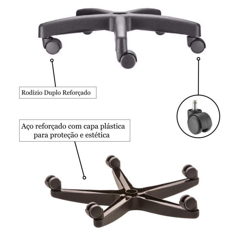 Cadeira Executiva Back System COSTURADA com Braços Reguláveis – Cor Preta – 31008 Móveis Única Executiva 6