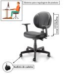 Cadeira Executiva BACK SYSTEM OPERATIVA c/ Braços Reguláveis – CORINO PRETO 32987 Móveis Única Executiva 10