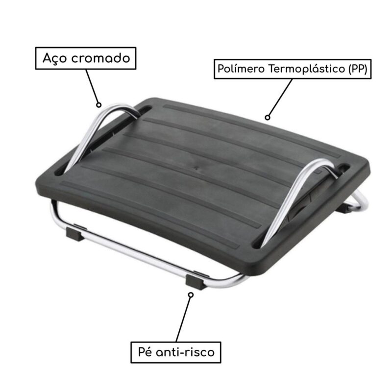Apoio para os Pés Ajustável Cromado71003 Móveis Única Apoio de Pés 3