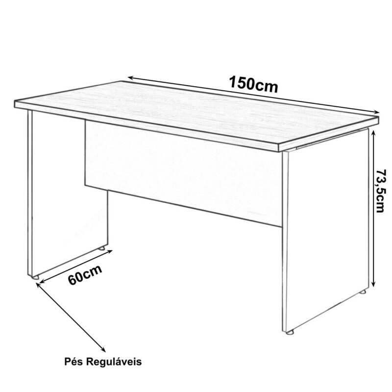 Mesa Escritório 1,50×0,60m – S/ Gavetas MARSALA / PRETO – 23472 Móveis Única Linha 30 mm 3