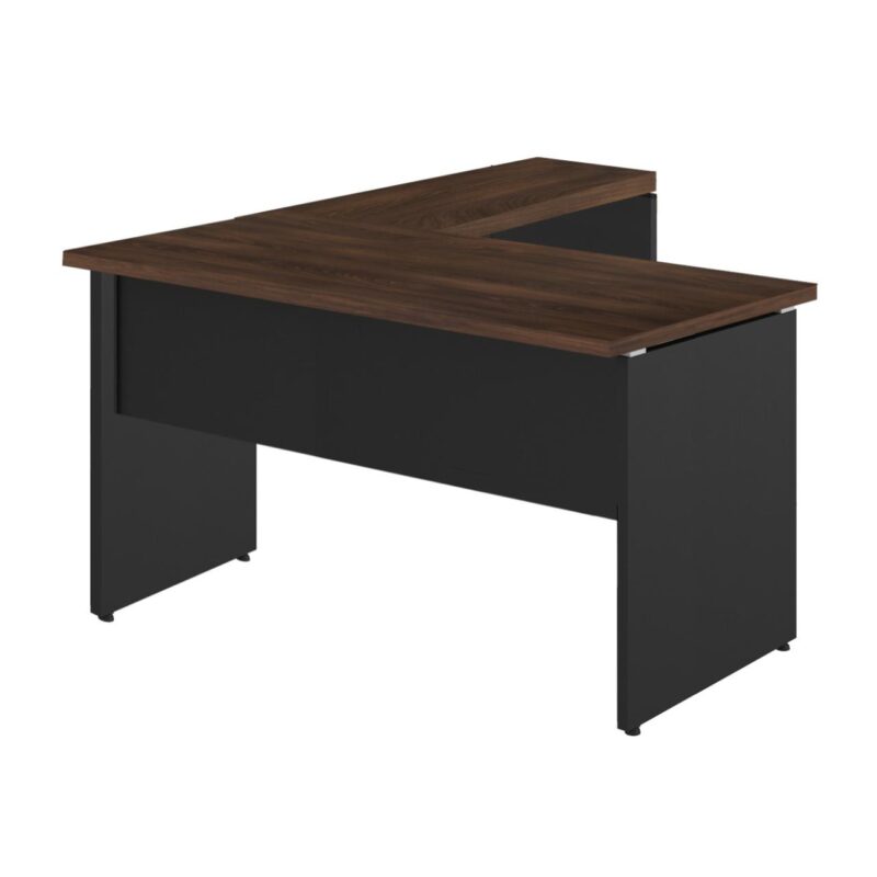 Mesa em “L” (Mesa 1,50m + Mesa Auxiliar) – S/ GAVETAS MARSALA / PRETO – 23476 Móveis Única Linha 30 mm 2