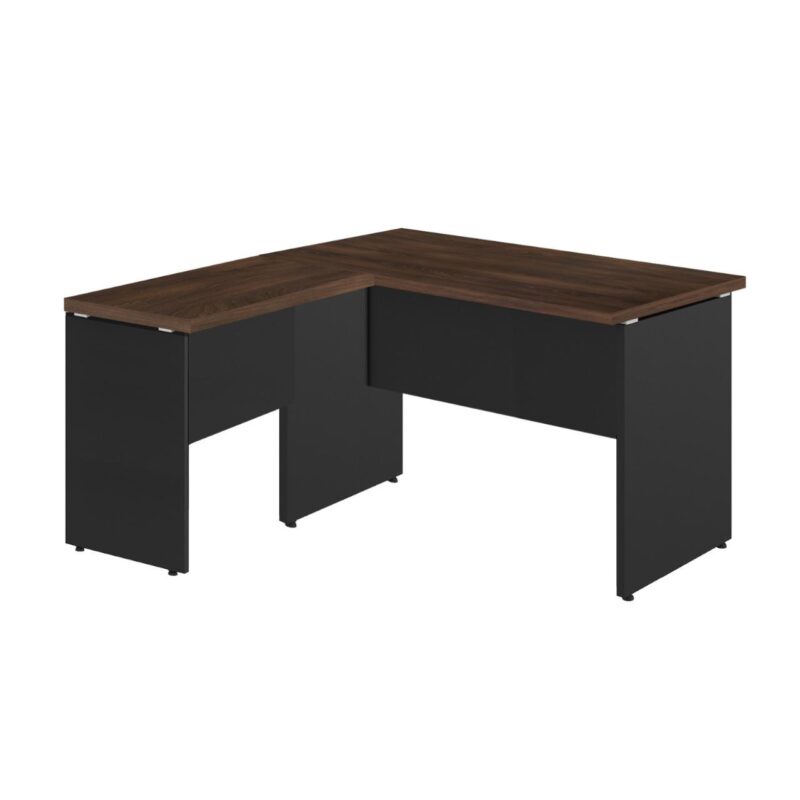 Mesa em “L” (Mesa 1,50m + Mesa Auxiliar) – S/ GAVETAS MARSALA / PRETO – 23476 Móveis Única Linha 30 mm 3