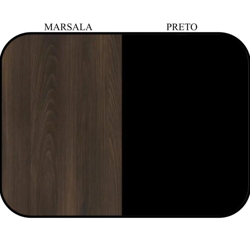 Mesa Escritório em “L” – 1,50×1,50m (Extensível) – com Armário Misto (03 Gav.) MARSALA/PRETO – 23482 Móveis Única Linha 30 mm 6