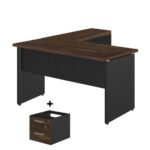 Mesa em “L” (Mesa 1,50m + Mesa Auxiliar) – C/ 02 GAVETAS MARSALA / PRETO – 23477 Móveis Única Linha 30 mm 7