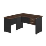 Mesa em “L” (Mesa 1,50m + Mesa Auxiliar) – C/ 02 GAVETAS MARSALA / PRETO – 23477 Móveis Única Linha 30 mm 8