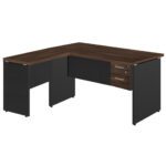 Mesa em “L” (Mesa 1,70m + Mesa Auxiliar) c/ 02 Gavetas – – Marsala / Preto – 23479 Móveis Única Linha 30 mm 9