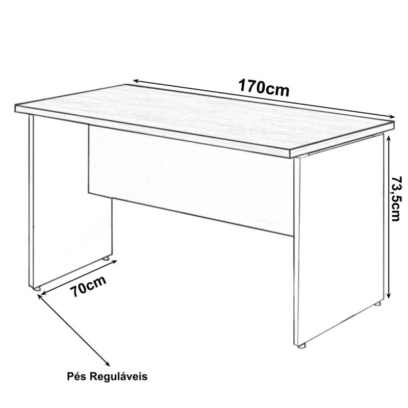 Mesa Escritório 1,70×0,60m – C/ 02 Gavetas MARSALA / PRETO – 23475 Móveis Única Linha 30 mm 3