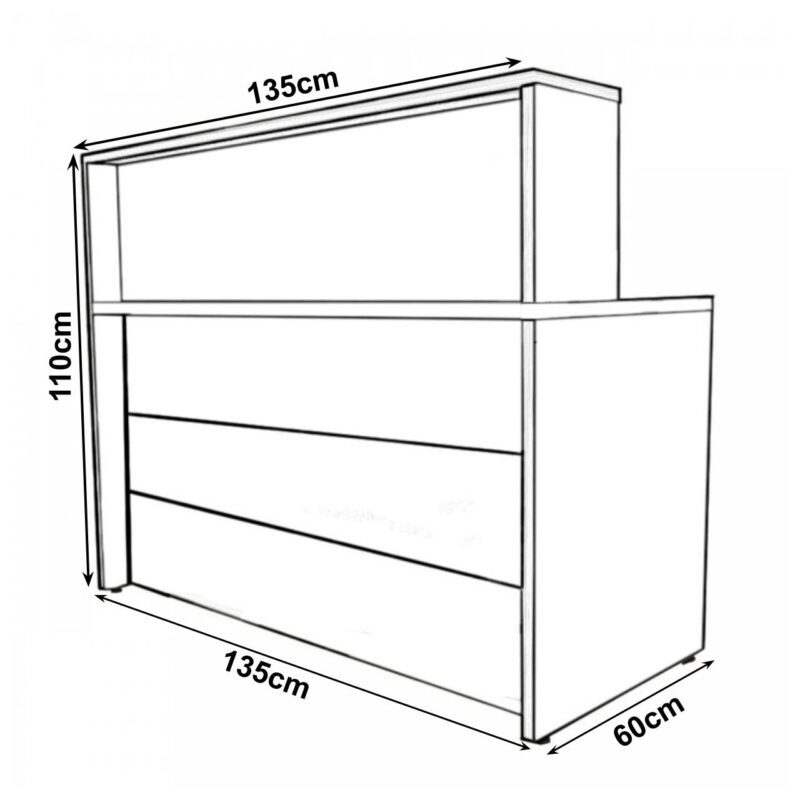 Balcão de Atendimento 1.35×1,13×0,60m – C/ Gavetas MARSALA/PRETO – 63084 Móveis Única Linha 30 mm 4