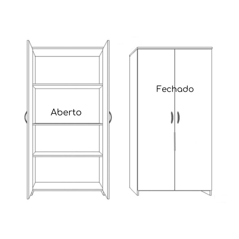 Armário Alto Fechado com 02 Portas – 1,59X0,80X0,42m CINZA/CINZA – 21209 Móveis Única Linha 15 mm 4