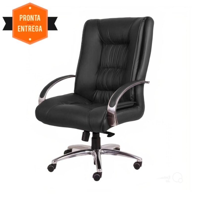 Cadeira Presidente ULTRA Giratória Cromada – ENJOY – Cor Preto – 32961 Móveis Única Presidente 4