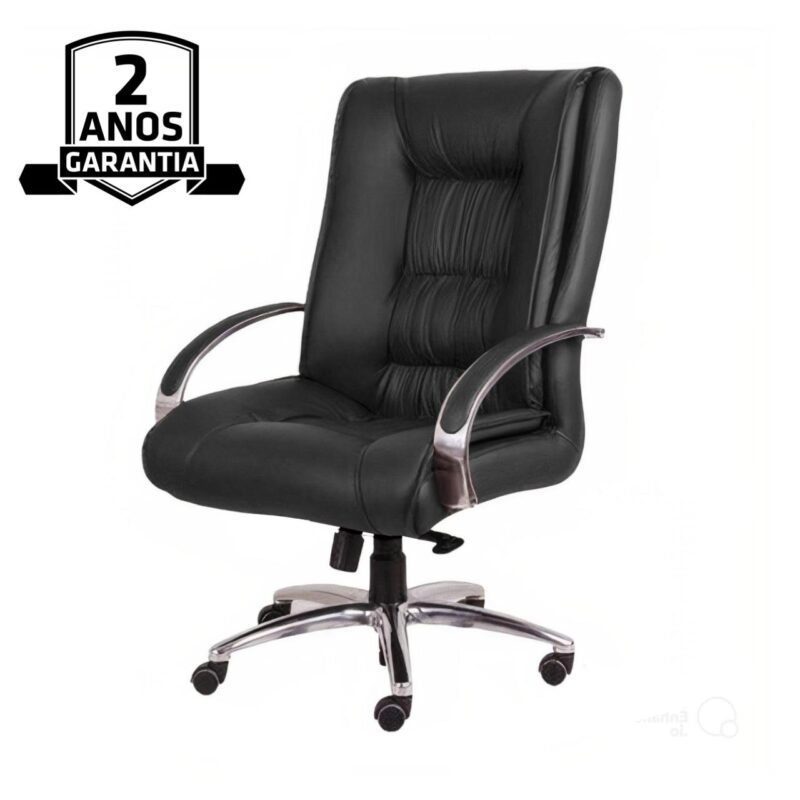 Cadeira Presidente ULTRA Giratória Cromada – ENJOY – Cor Preto – 32961 Móveis Única Presidente 5