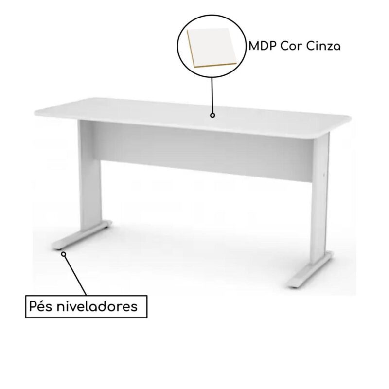 Mesa Escritório 1,20×0,60m – c/ Gavetas CINZA/CINZA – 43084 Móveis Única Linha 15 mm 4