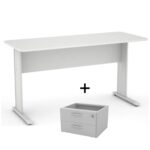 Mesa Escritório 1,52×0,62m com GAVETAS CINZA/CINZA – 43082 Móveis Única Linha 15 mm 6