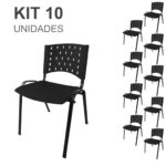 Kit 10 Cadeiras Plásticas 04 pés – COR PRETO – 24001 Móveis Única Plástica 6